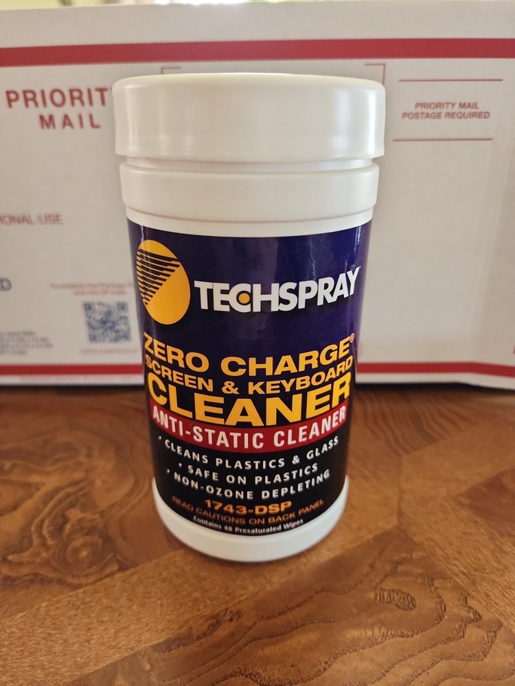 Techspray 1743-DSP Zero Charge Screen/Keyboard Cleaner Wipes NIP Priority Ship