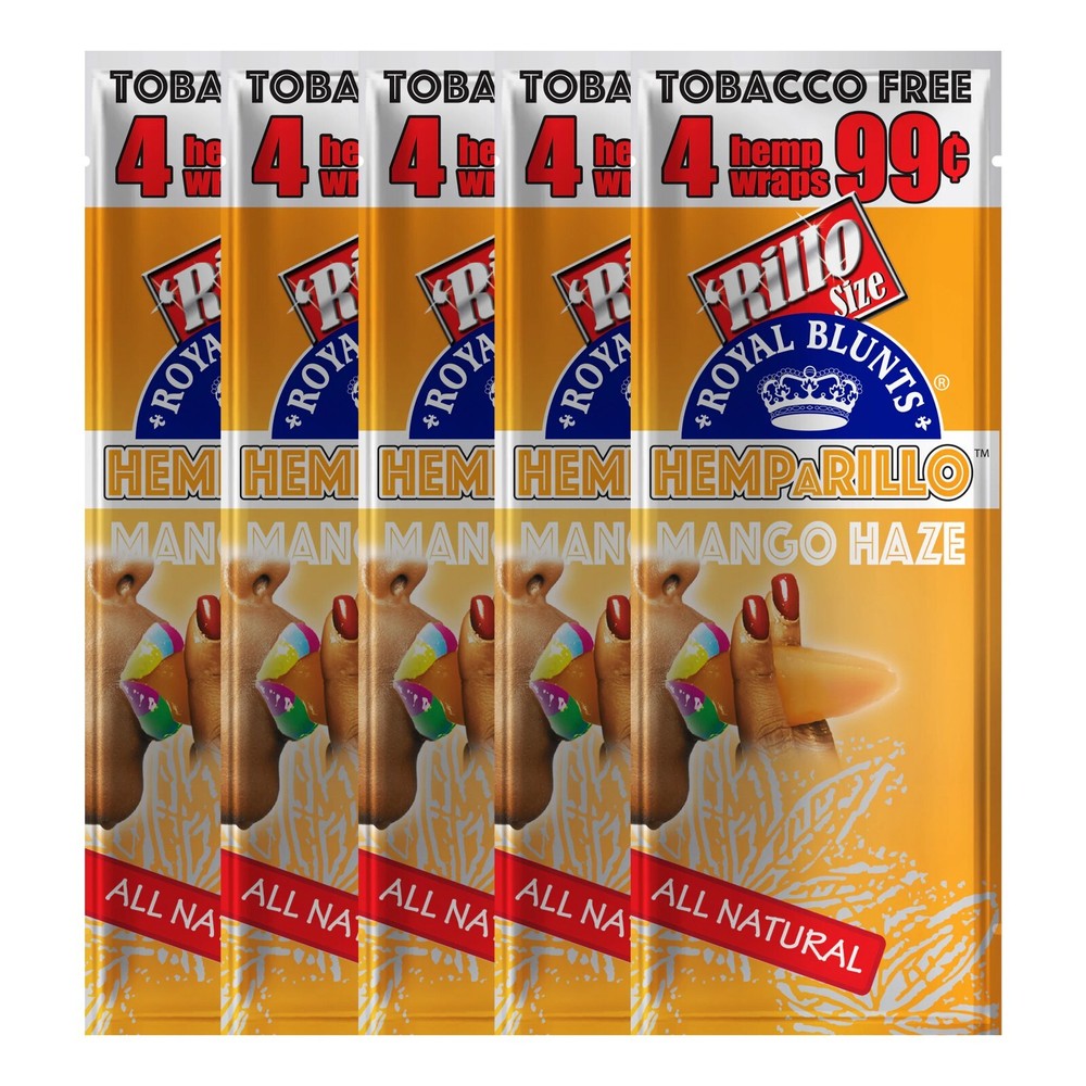 Hemparillo Mango Haze Rolling Papers - Rillo Size (5 Pouches, 4 Each!)