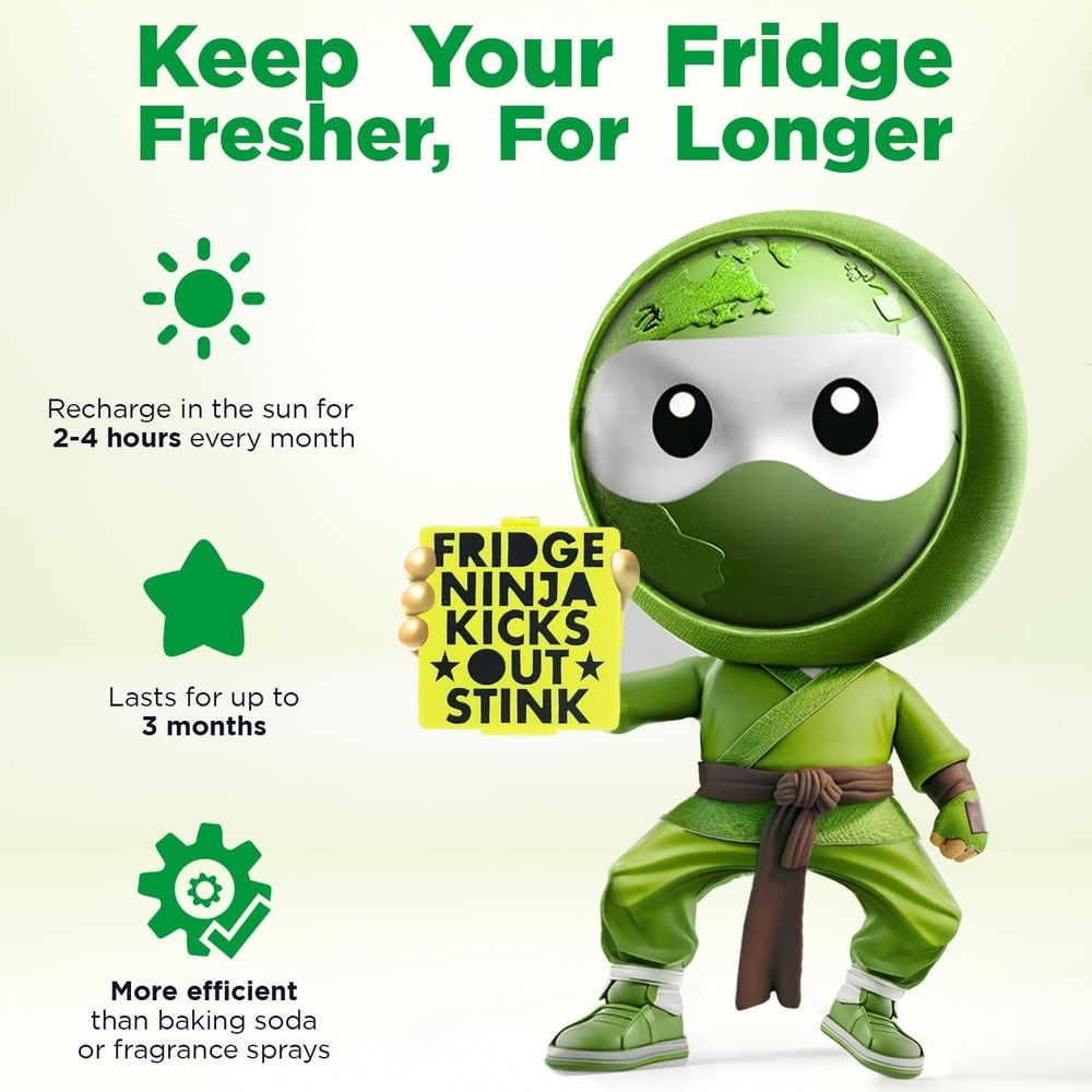 Fridge Ninja Compact Fridge Deodorizer (2 Pack) - More Effective Than Baking