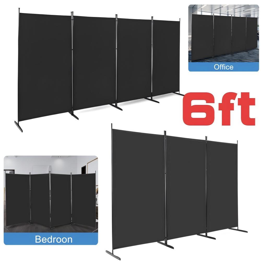 6FT 3/4 Panel Room Divider Folding Privacy Screen Wall Partition for Home Office