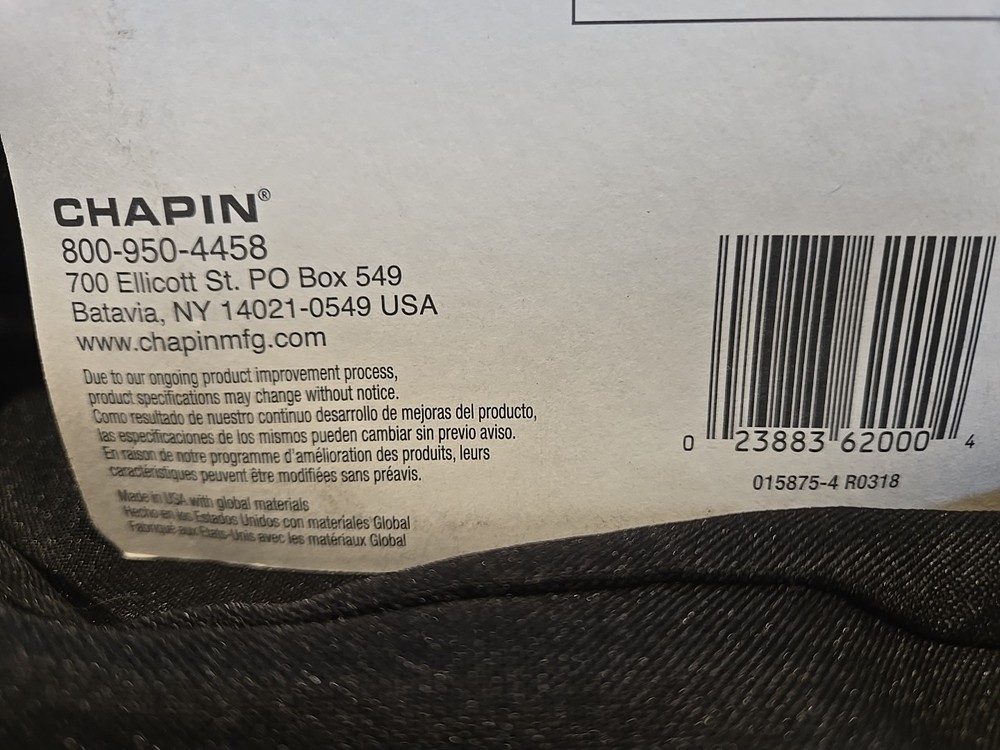 NEW CHAPIN USA MADE 6-2000 POLY COMPRESSION YARD SPRAYER SHUT OFF ASSEMBLY