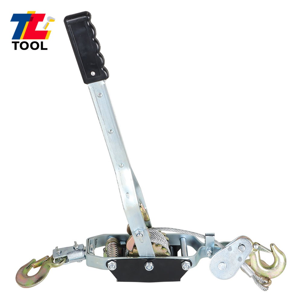 4 Ton Dual Gear Hand Power Puller Heavy Duty Power Cable Puller W/ 3 Hooks