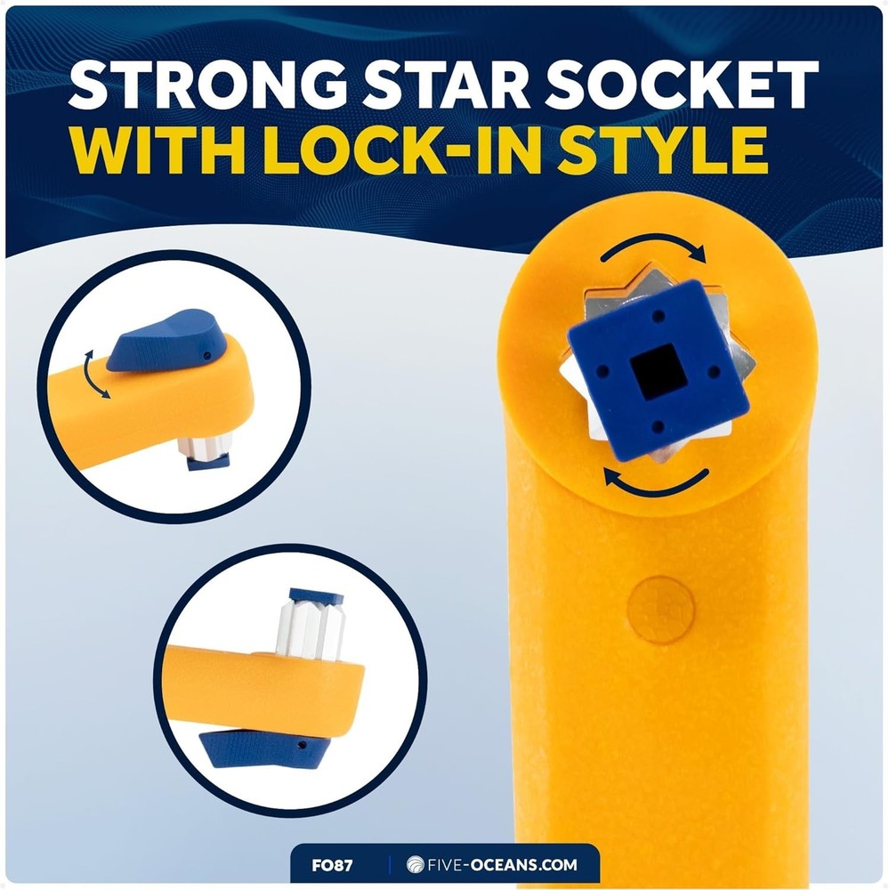 Sailboat Winch Handle, Universal Floating Winch Handle, Lock–in Mechanism, Li...