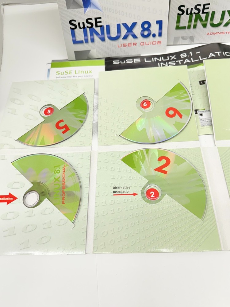 SuSE Linux 8.1 Professional Big Box Set Complete W/ Guides 6 CD set