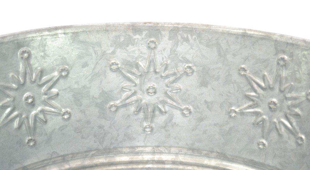Magazine/Waste Paper Basket, Galvanized Tin, Snowflake pattern, Small-11"Dx9"H