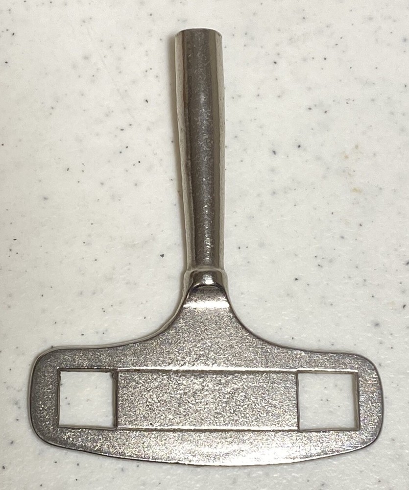 Vintage German Wind Up Clock Key Square Hole Silver Tone