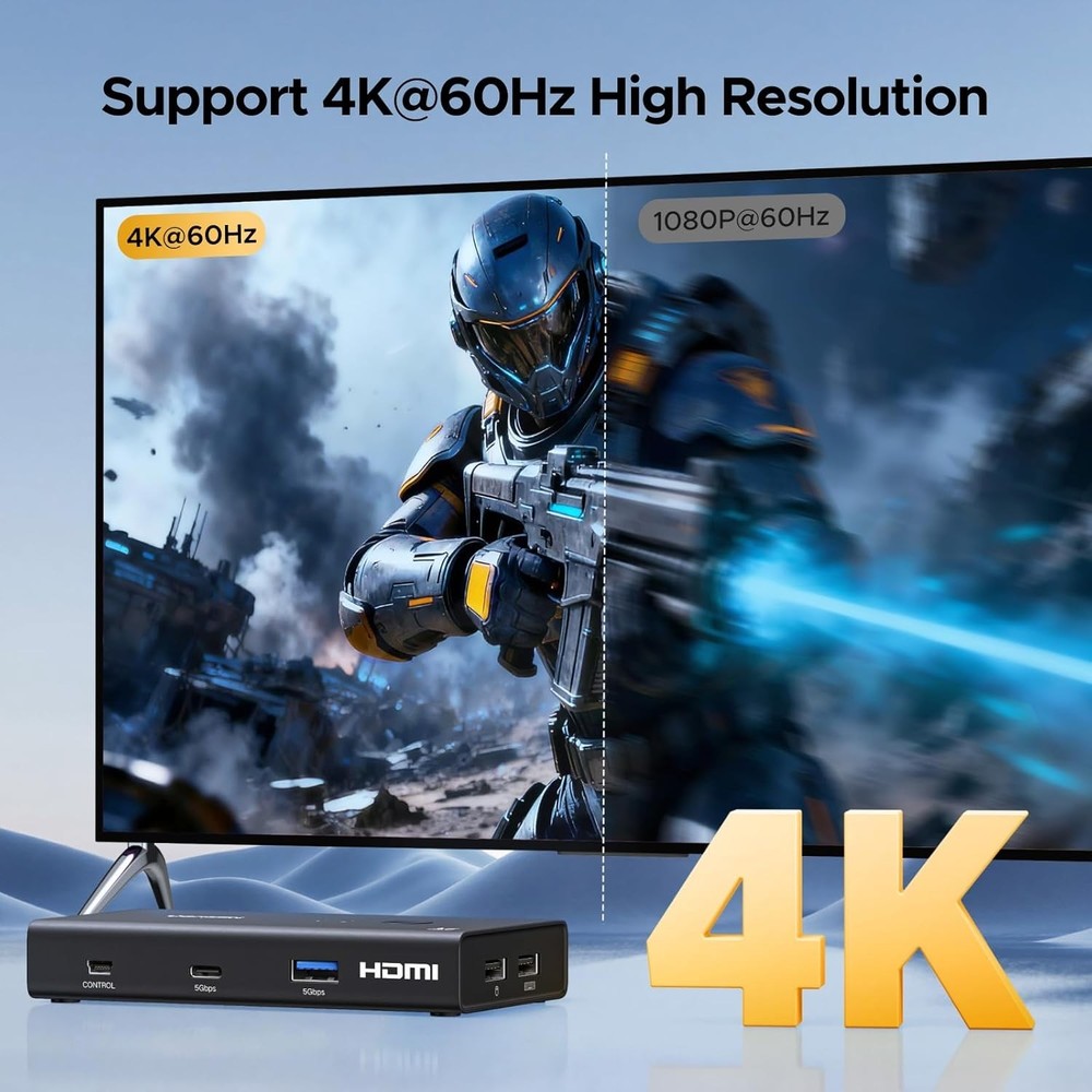 User-Friendly KVM Switch for 2 Computers: 4K HDMI & Instant USB Connectivity