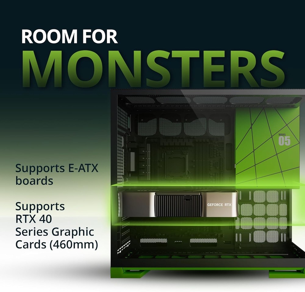 Geometric Future M5 Mid Tower Gaming Case Black Green