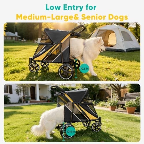 Large Dog Stroller for Medium & Large Pets - Easy Fold, Dual Entry, All-Terrain