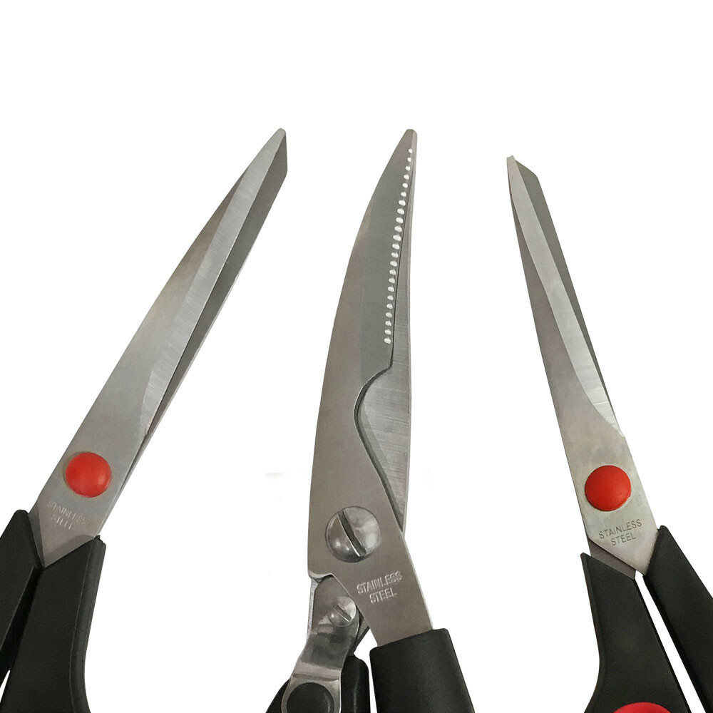 3 Pc Stainless Steel Multi-Purpose Utility Scissors Set