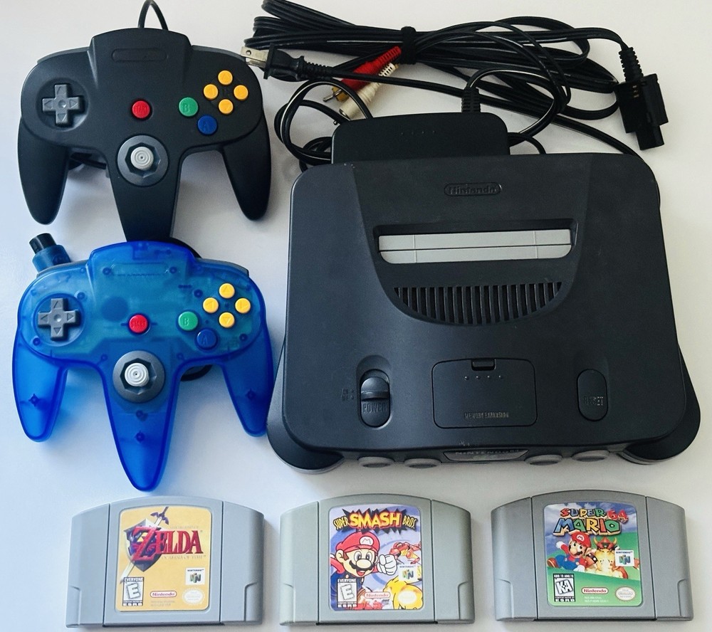 Nintendo 64 N64 Console Bundle - AUTHENTIC - Smash Bros Zelda Mario 64 - TESTED