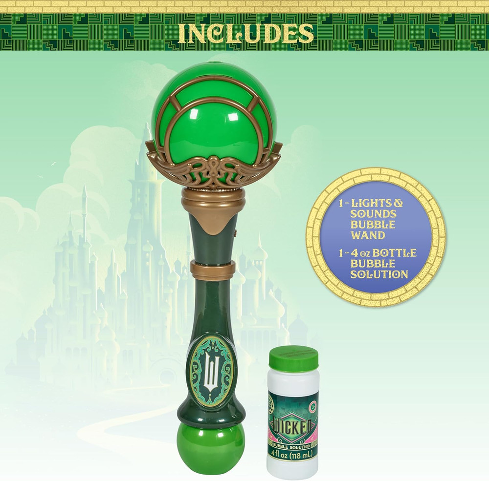 Wicked Elphaba Light and Sound Musical Bubble Wand Includes Bubble Solution New