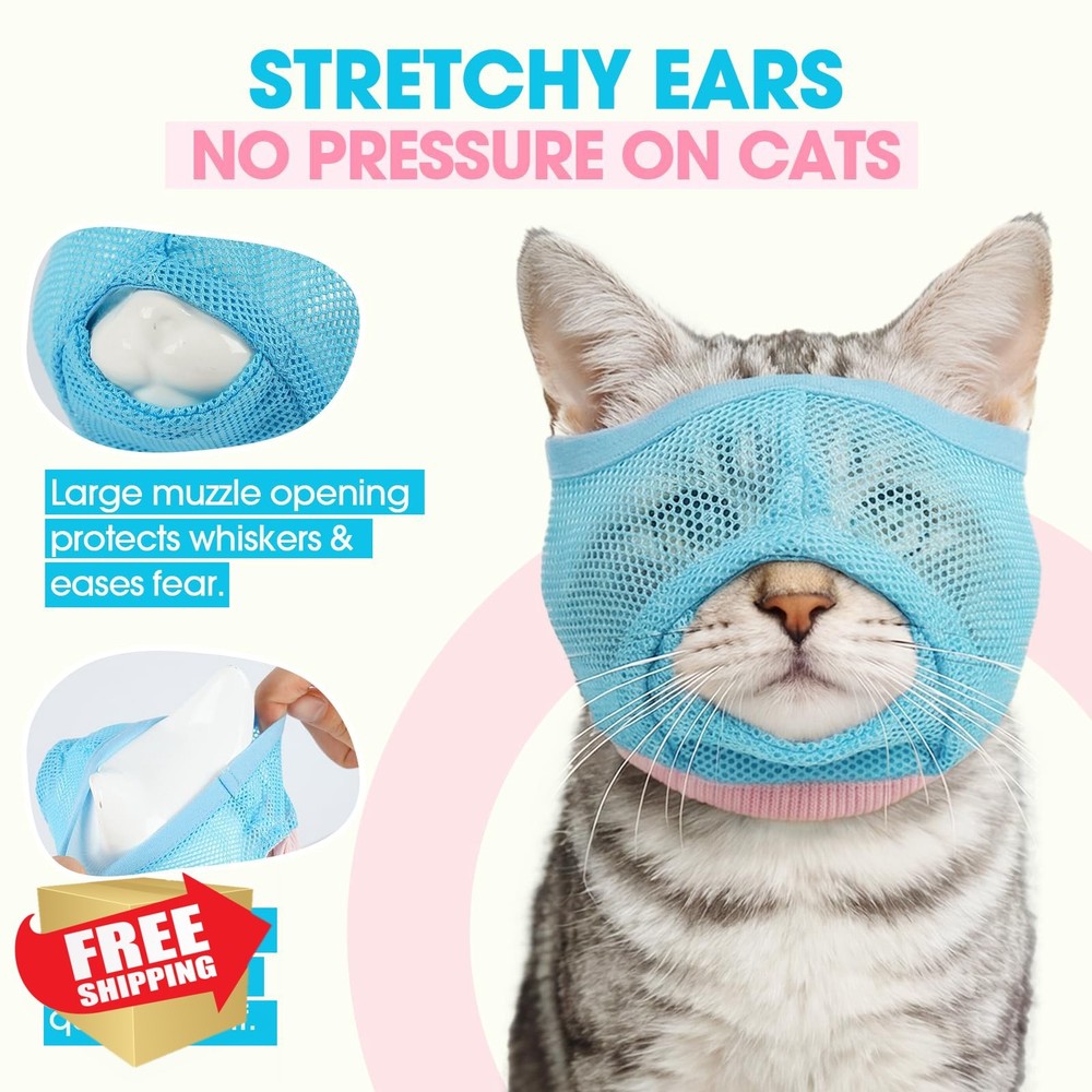PURRLIA 2pc Cat Muzzle Grooming Anti-Bite
