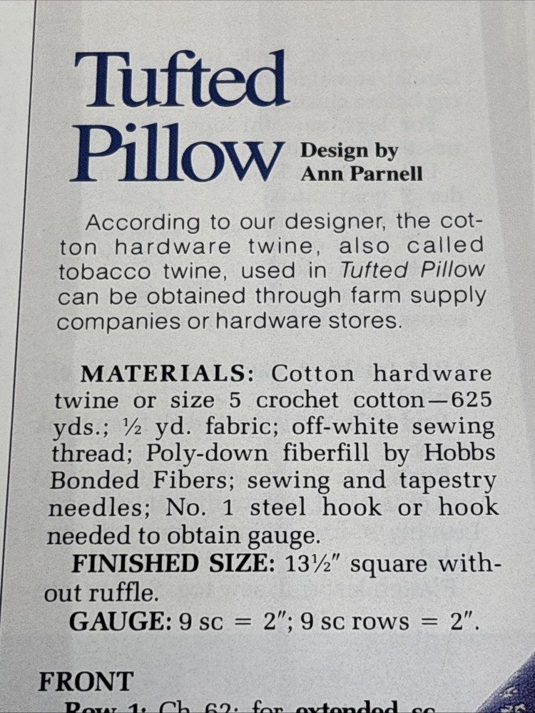 Tufted Pillow Crochet Pattern Pages From Magazine