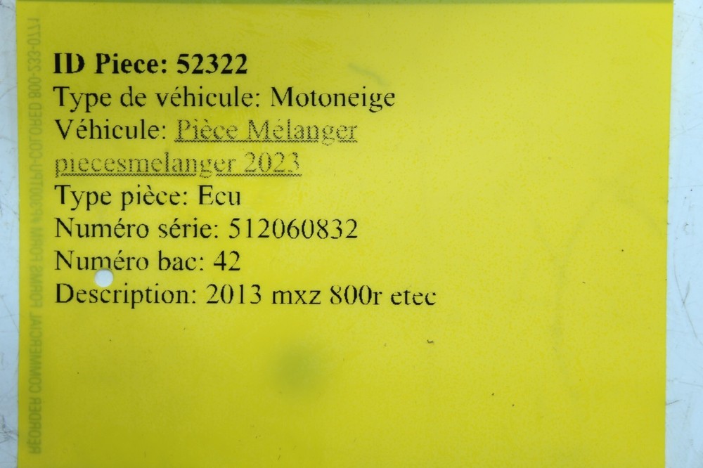 2013 Ski-Doo MXZ 800R TNT E-TEC ECU COMPUTER CONTROLLER UNIT BLACK 512060832