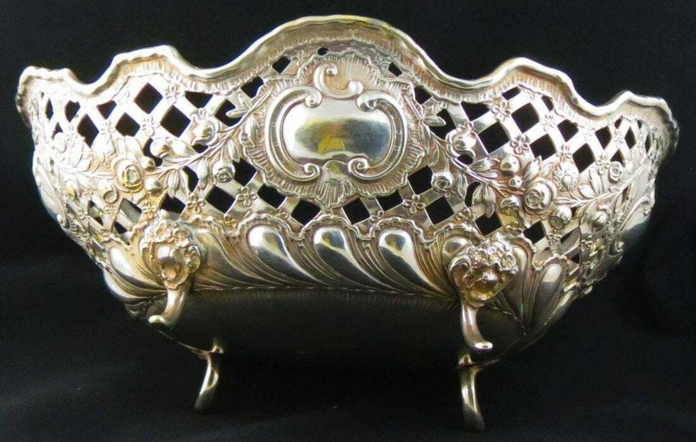 Sterling Silver Repousse Footed Bowl