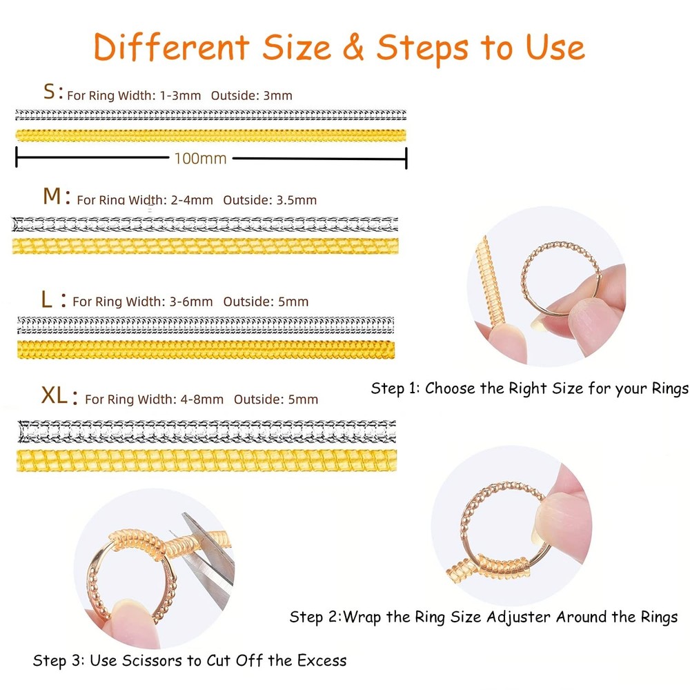 Invisible Ring Sizer Adjuster for Loose Rings, 8 Pack 4 Sizes 8 Pcs