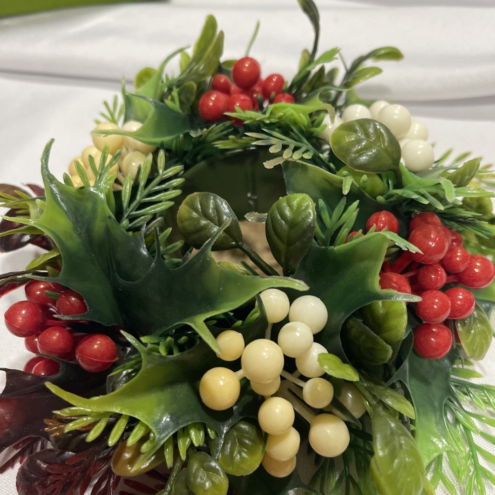 Christmas Plastic Candle Holder Features Mistletoe