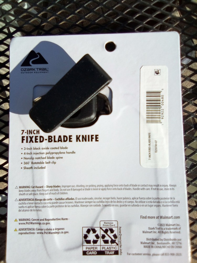 🔥 New Ozark Trail 7” Fixed Blade Knife With Polypropylene Handle & Sheath 🔥