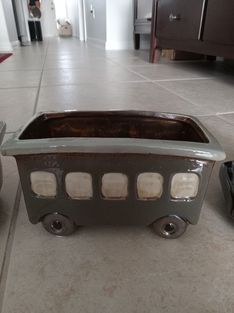Set Of Tree Ceramic Train Planters