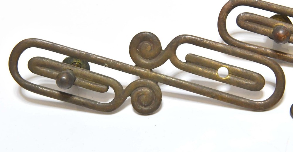 2 VINTAGE BRASS ART DECO STYLE DRAWER PULLS / HANDLES