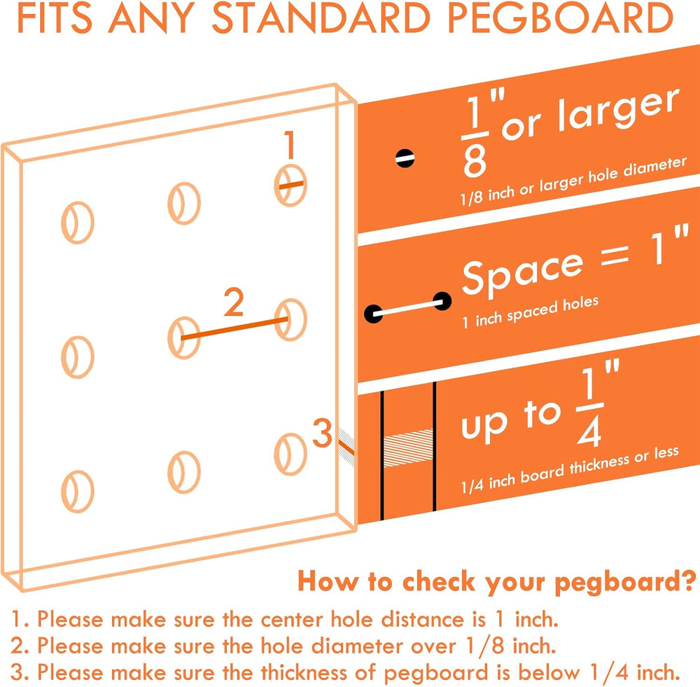 G.CORE 12 Pack Pegboard Bins Pegboard Cups with Hooks & Loops, Peg Board Hooks A