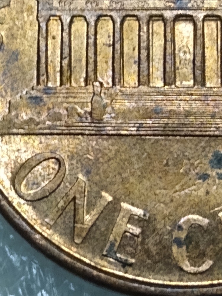 2000 Penny struck through massive grease, date, Cracked Die Error etc.