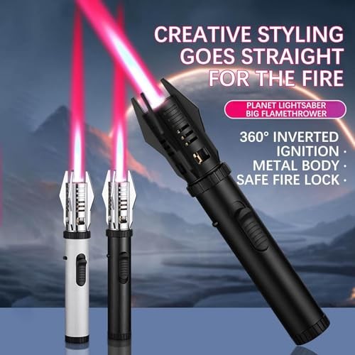 Torch Lighter, Bright Fire Lighter with Safety Lock and Adjustable Black