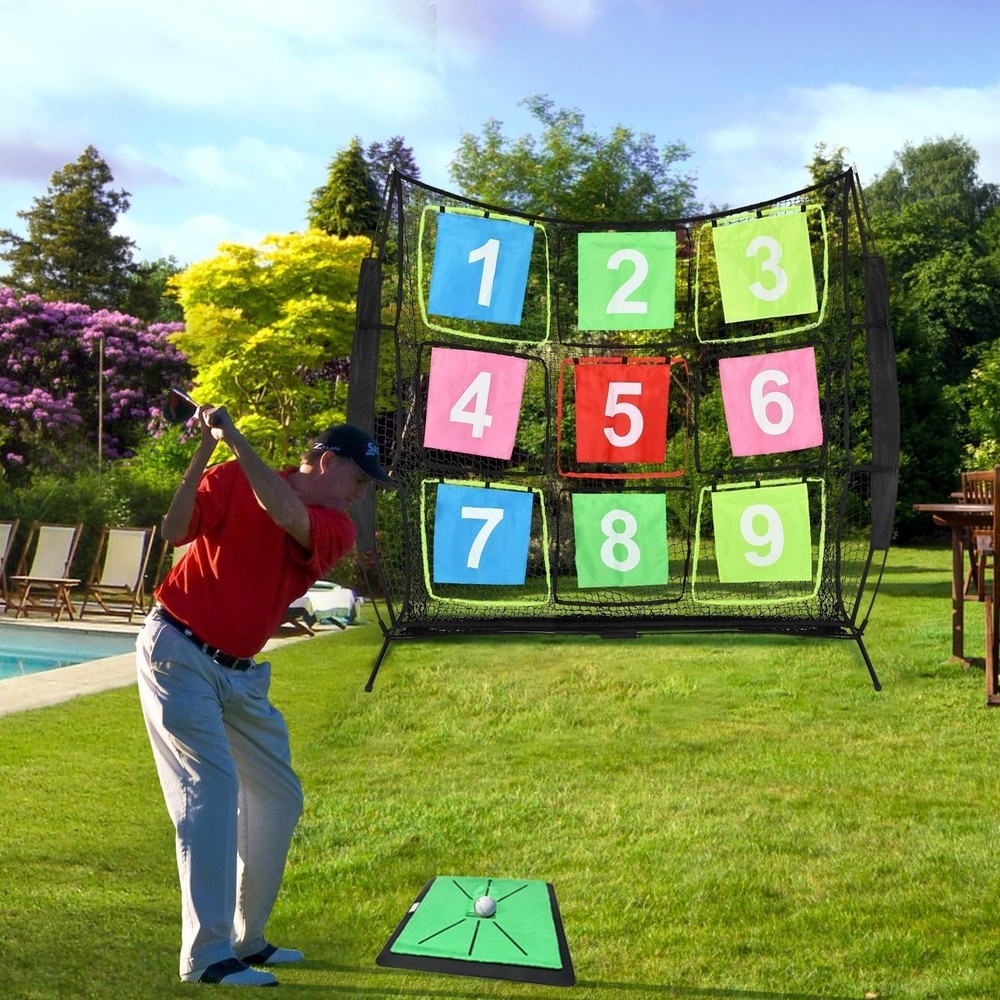 Disc Golf Net Portable Disc Training Net with 9 Target for Backyard, 7ft x 7ft