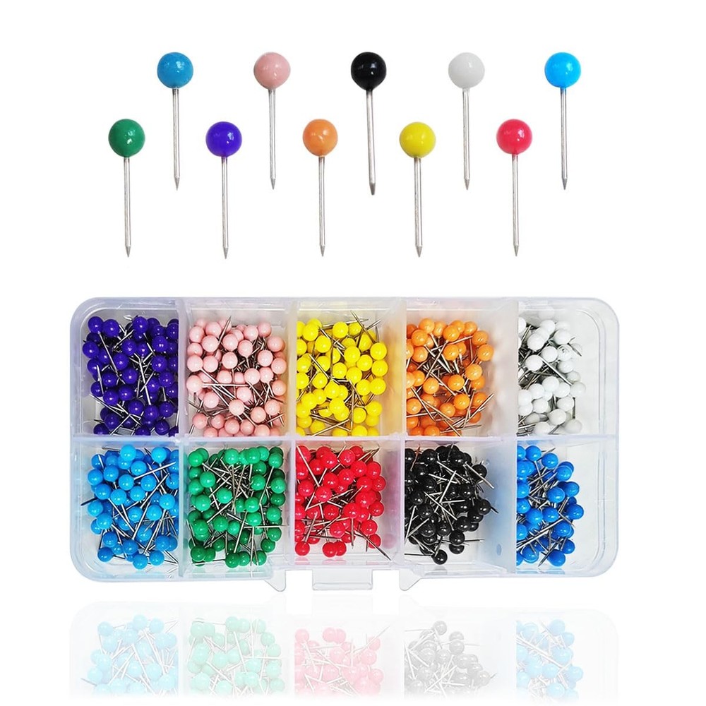 Colored Push Pins set 600 PCS Round Map Tacks for Board set mixed