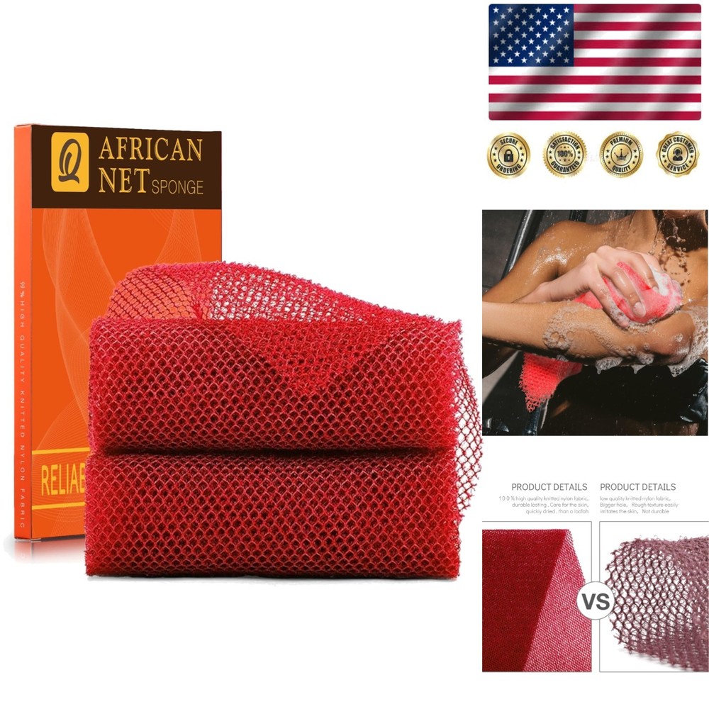 Durable African Net Sponge 2-Pack - Efficient Bath & Kitchen Cleaning Solution