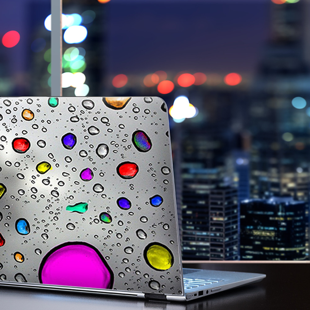 Universal Laptop Skins wrap for 15" - colored rain drops 3d effect