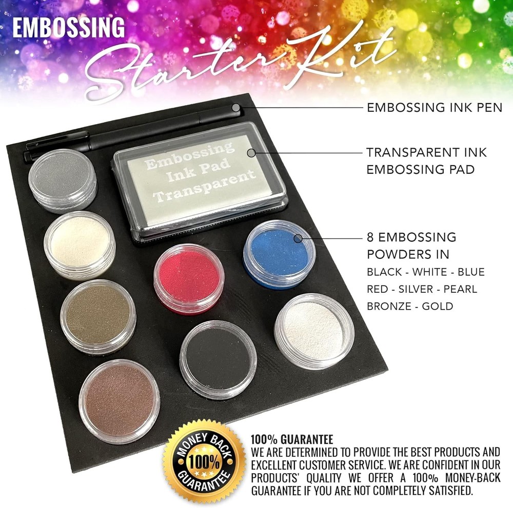 Embossing Kit with Heat Tool Bundle, Embossing Powders, Complete Embossing St...