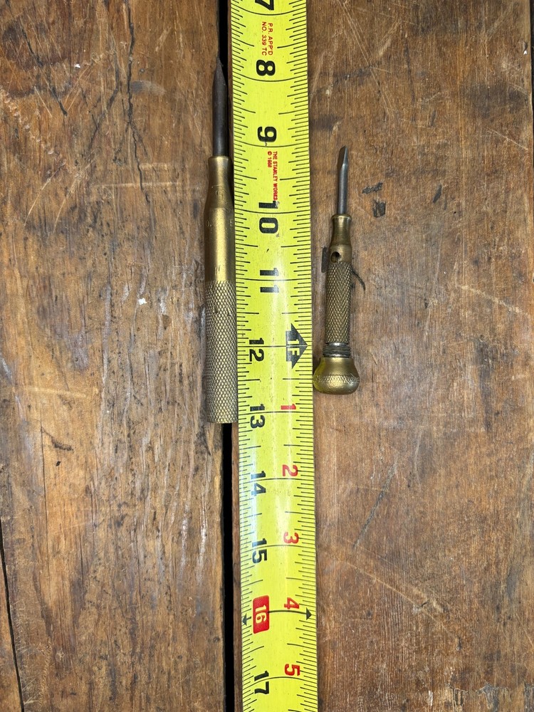 Vintage Solid Brass 4-piece Nesting Screwdriver Set Flat Head 6" Antique Tool