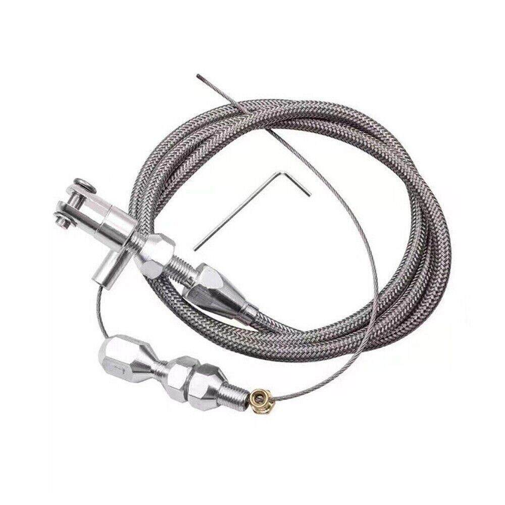 36" Length Adjustable Car Throttle Cable Accelerator Cable Replacement Silver E