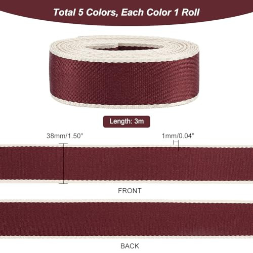 1-1/2 inch Heavy Polyester Webbing, 5 Colors Flat Bag Strapes Nylon Webbing