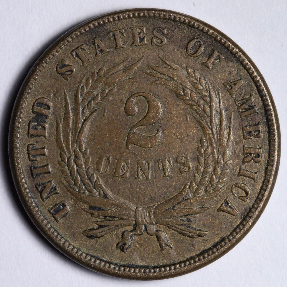 1866 Two Cent Piece AU E214 SGAMY