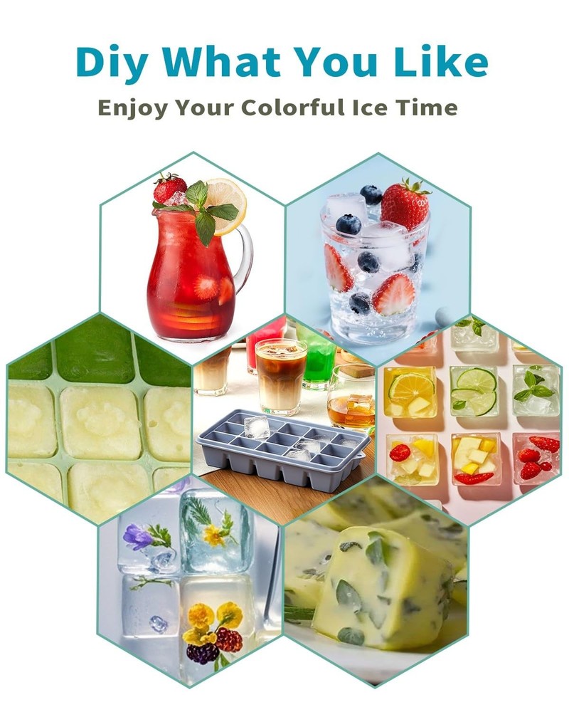 Upgraded Silicone Ice Cube Tray 3Pack with Spill-Proof Lid, Easy Release Stac...