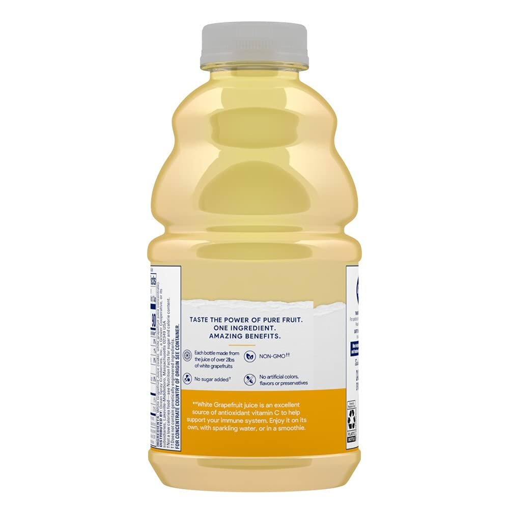 Pure Unsweetened White Grapefruit, 100% White Grapefruit Juice, 32 Fl Oz Bott...