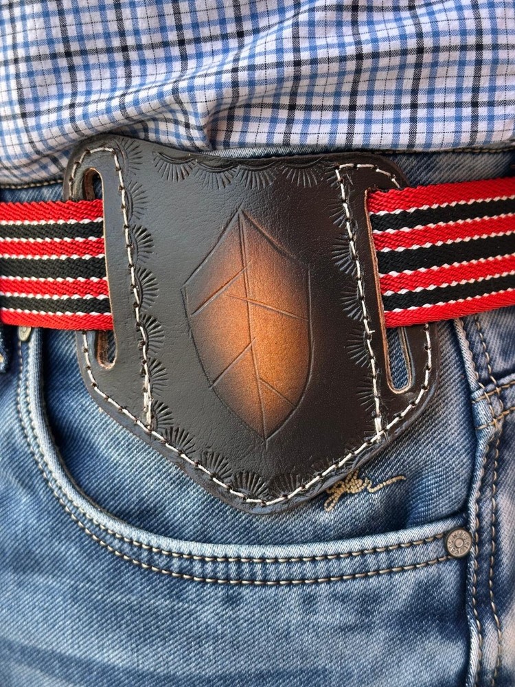 Pancake Leaf Engraved Leather Knife sheath Fixed Blade & Folding Pocket knife