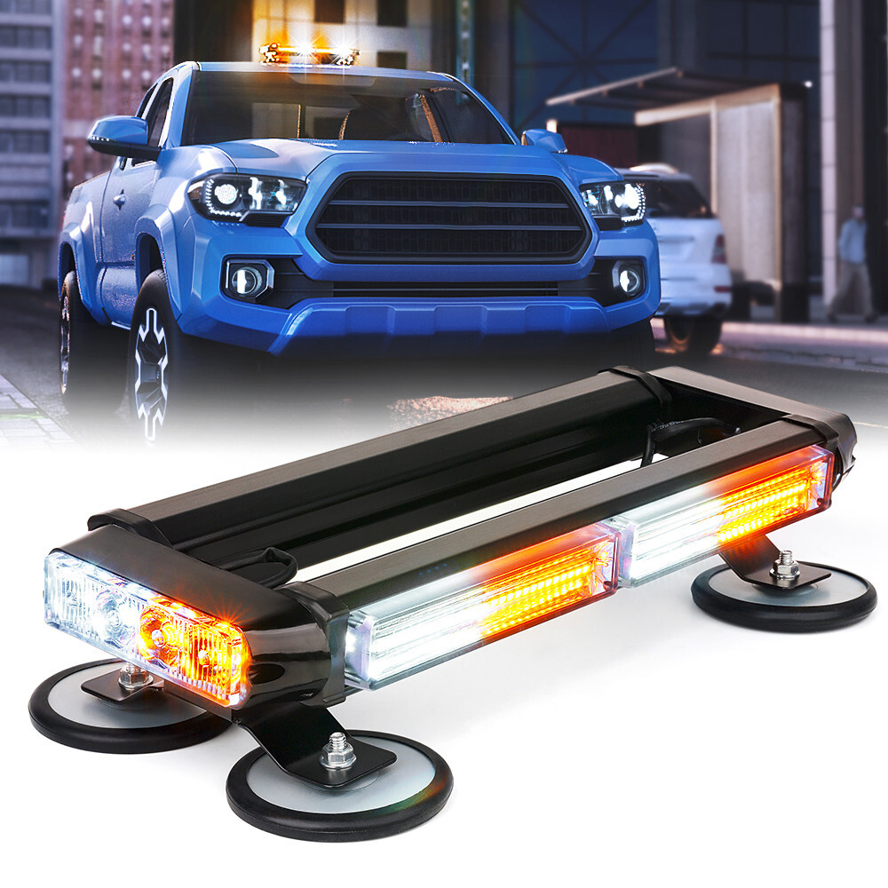 White Amber Warning strobe light bar LED Rooftop Emergency Flash hazard lamps