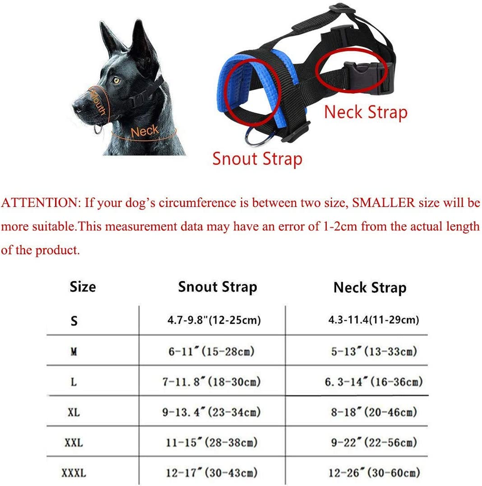Head Strap Dog Muzzle Prevent from Taking off by Paws for Small,Medium and Large