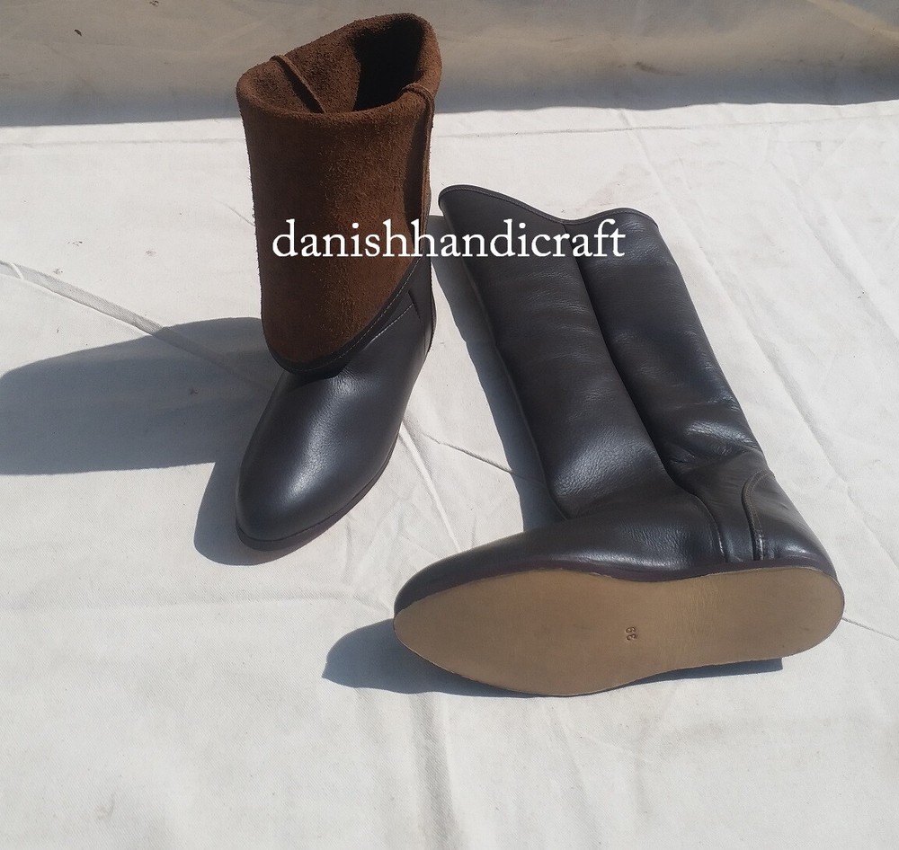Medieval Era Leather pull on boots pair leather long footwear pair new