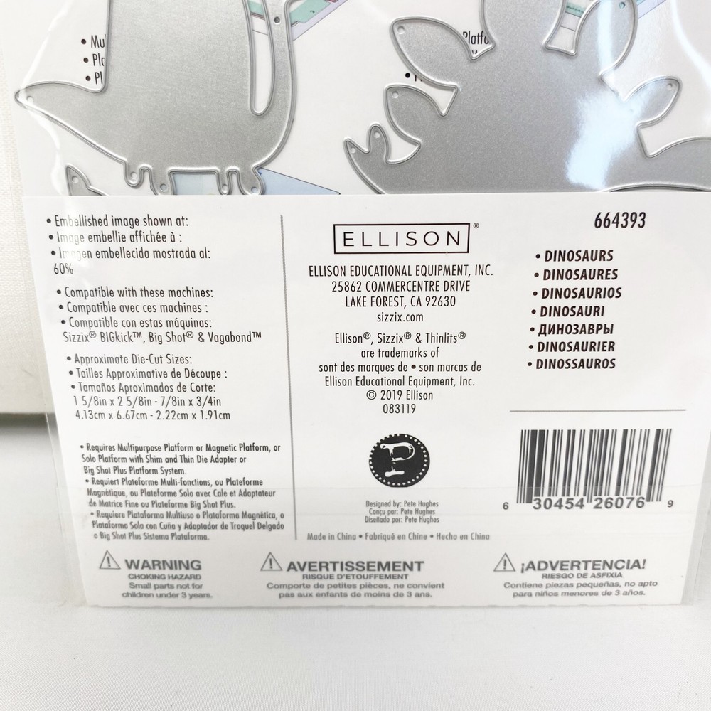 Sizzix Thinlits Dinosaurs Cutting Dies Pete Hughes Cute Animals 664393 NEW
