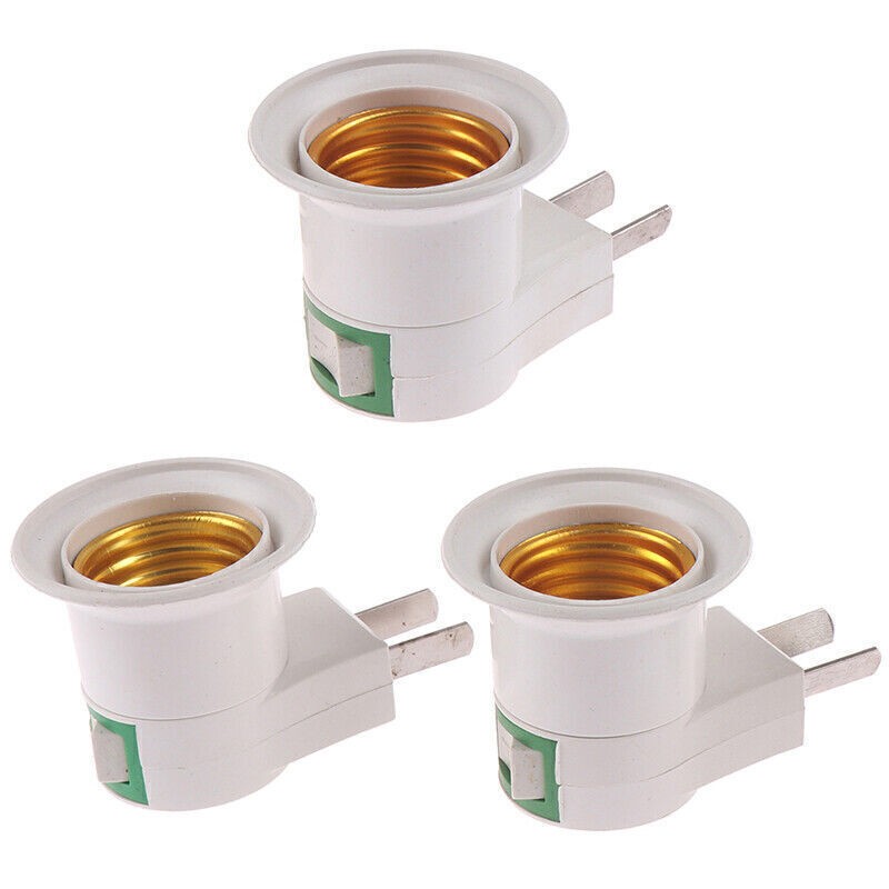 3pcs E27 Light Bulb Socket Holder Plug-in Adaptor Screw Base Lamp Wall US Plug
