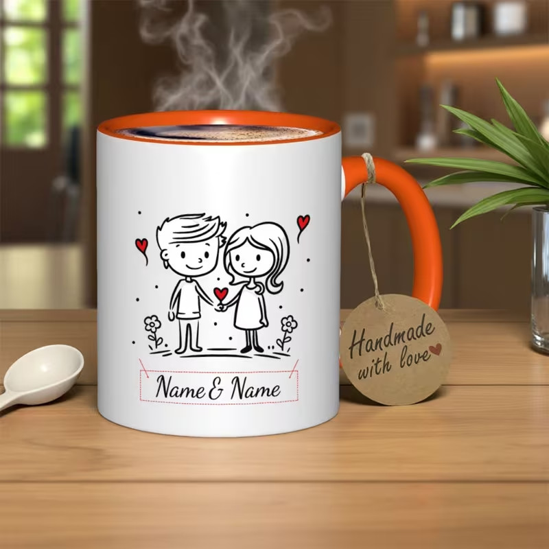 Couple Mug - Name & Partner's Name Design - Accent Mug