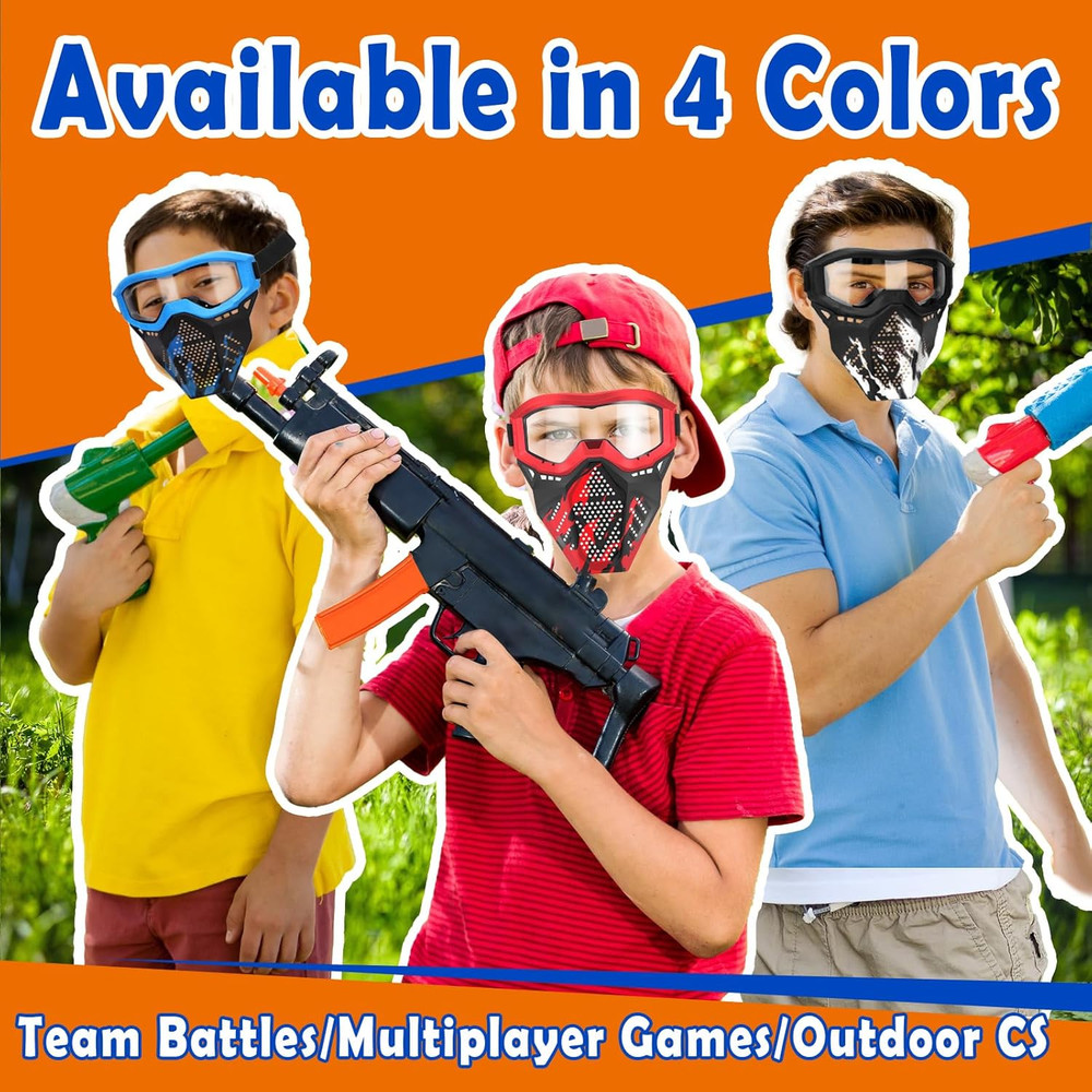 4 Pack Tactical Masks & Safety Goggles for Nerf Rival Blasters, Ages 8+