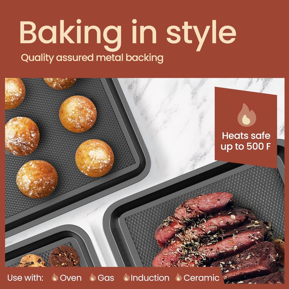 BAKKEN Kitchen Baking Pans - Small, Medium, and Large Cookie Pan (13.58×9.65,...