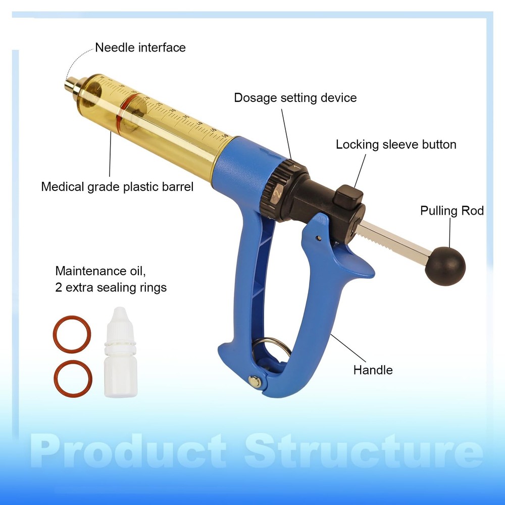 50ML Semi Automatic Livestock Syringe, Continuous Repeating Luer Lock Syringe