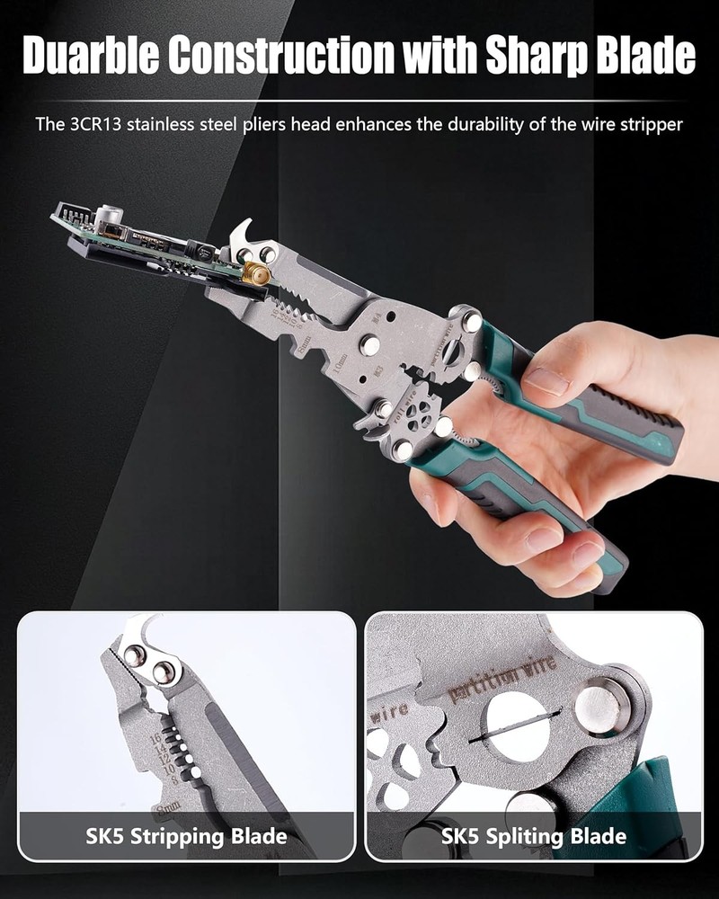 18 In 1 Foldable Ｗire Stripper, Folding Wire Stripping Crimper Tool, Multifunc